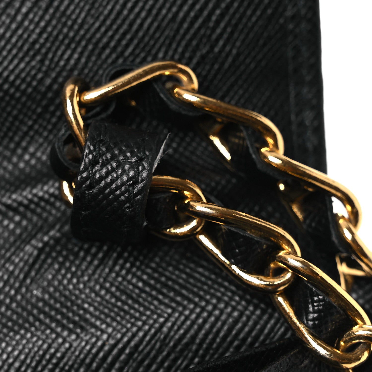 Prada Saffiano Metal Oro Chain Wallet Black 13 of 15