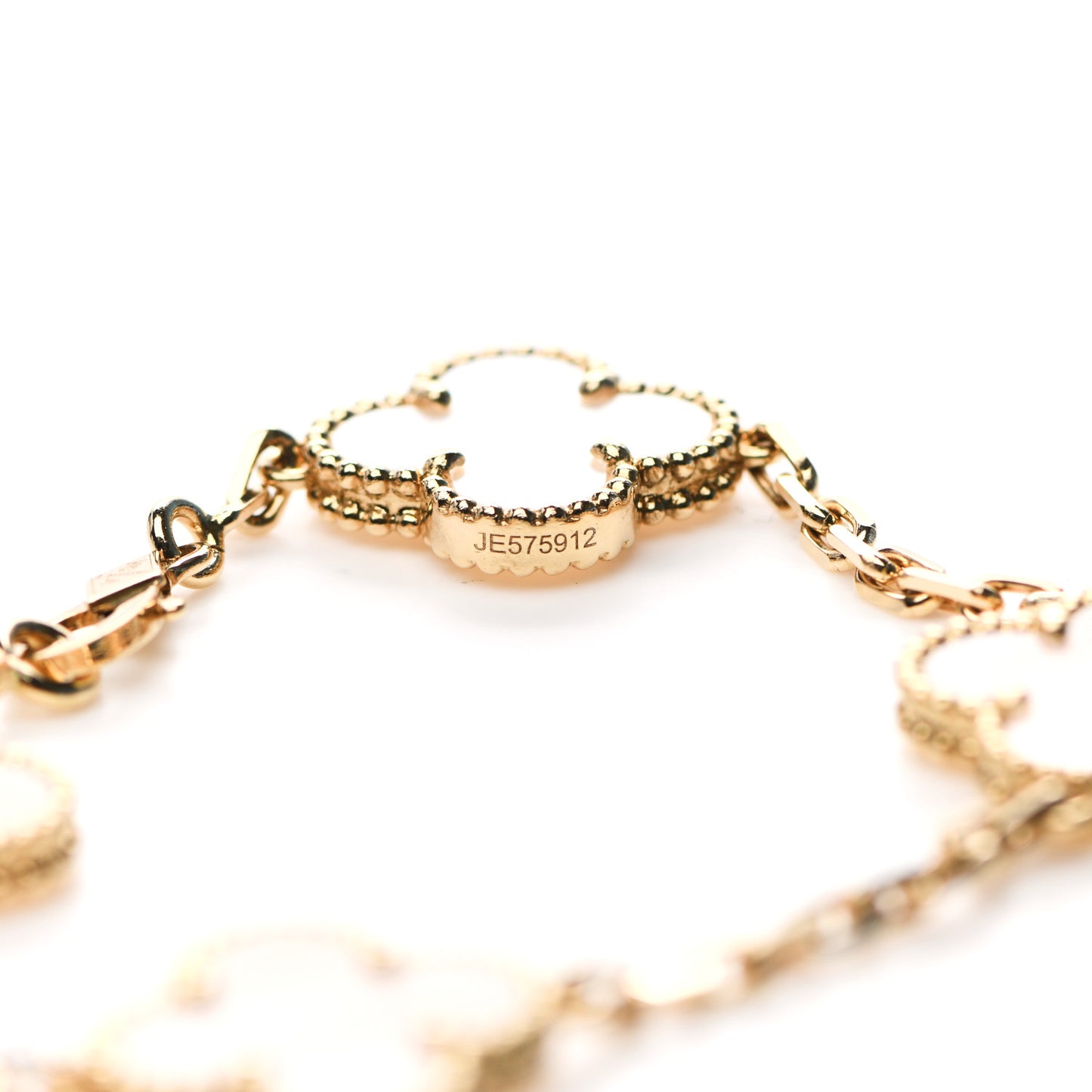18K Yellow Gold Mother of Pearl 5 Motifs Vintage Alhambra Bracelet
