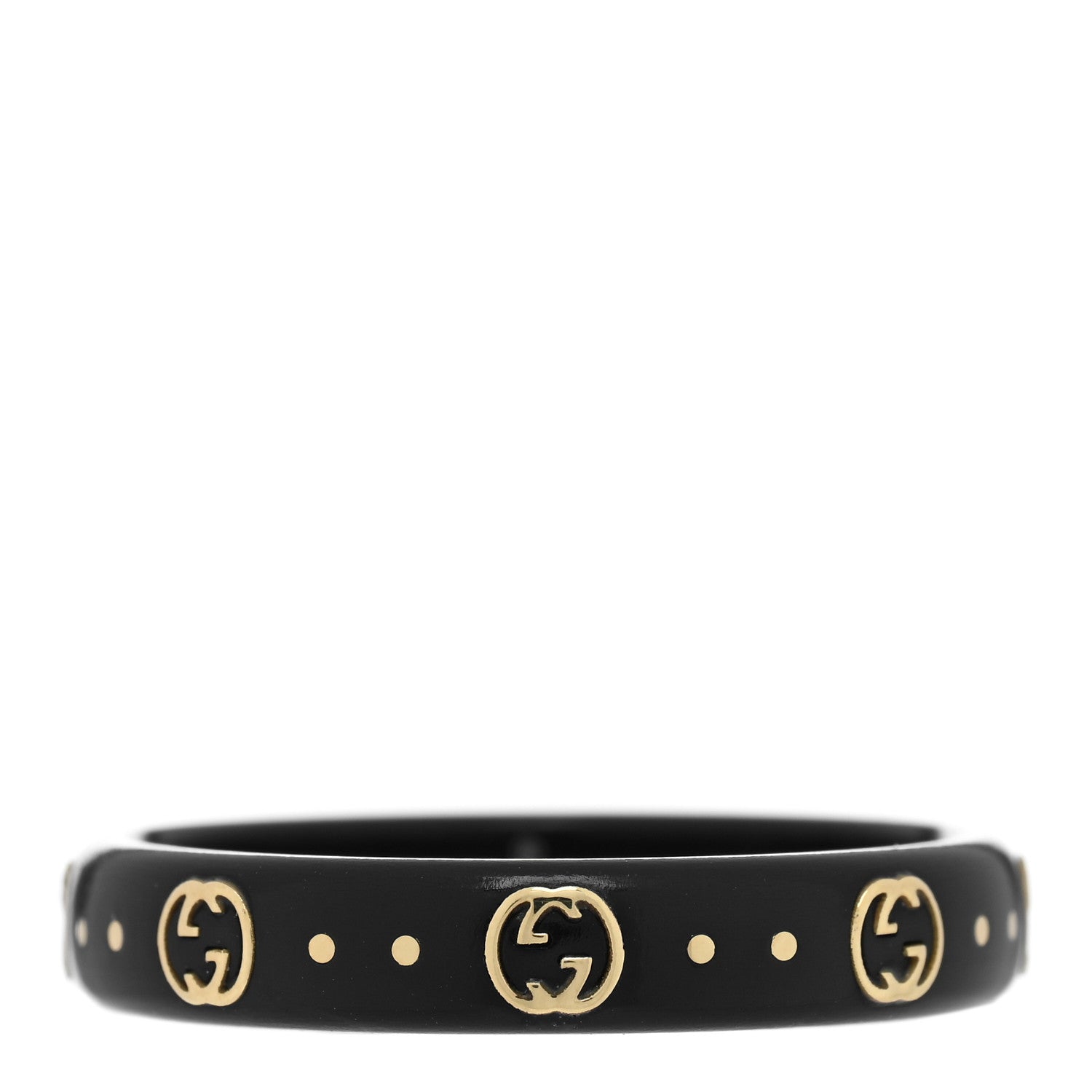 Gucci 18K Yellow Gold Synthetic Corundum Icon Ring Black 61 9.5 1 of 5