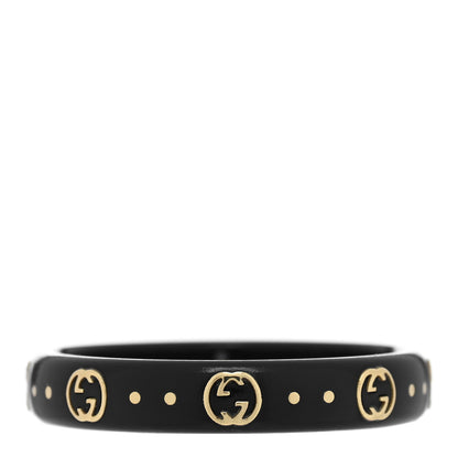 Gucci 18K Yellow Gold Synthetic Corundum Icon Ring Black 61 9.5 1 of 5