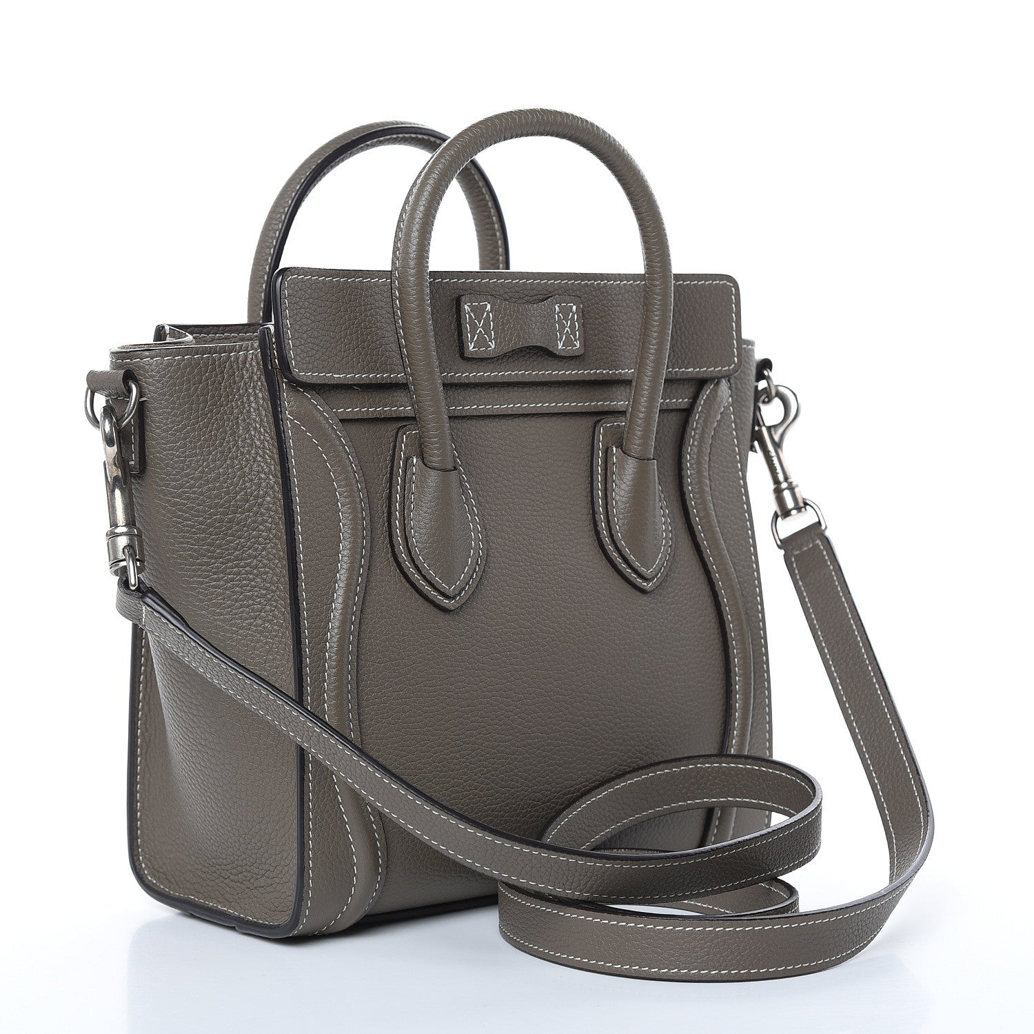 Celine Drummed Calfskin Nano Luggage Souris 3 of 10