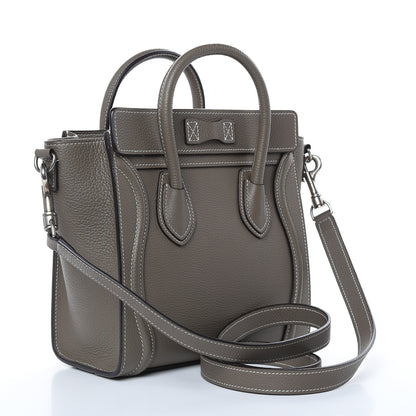 Celine Drummed Calfskin Nano Luggage Souris 3 of 10