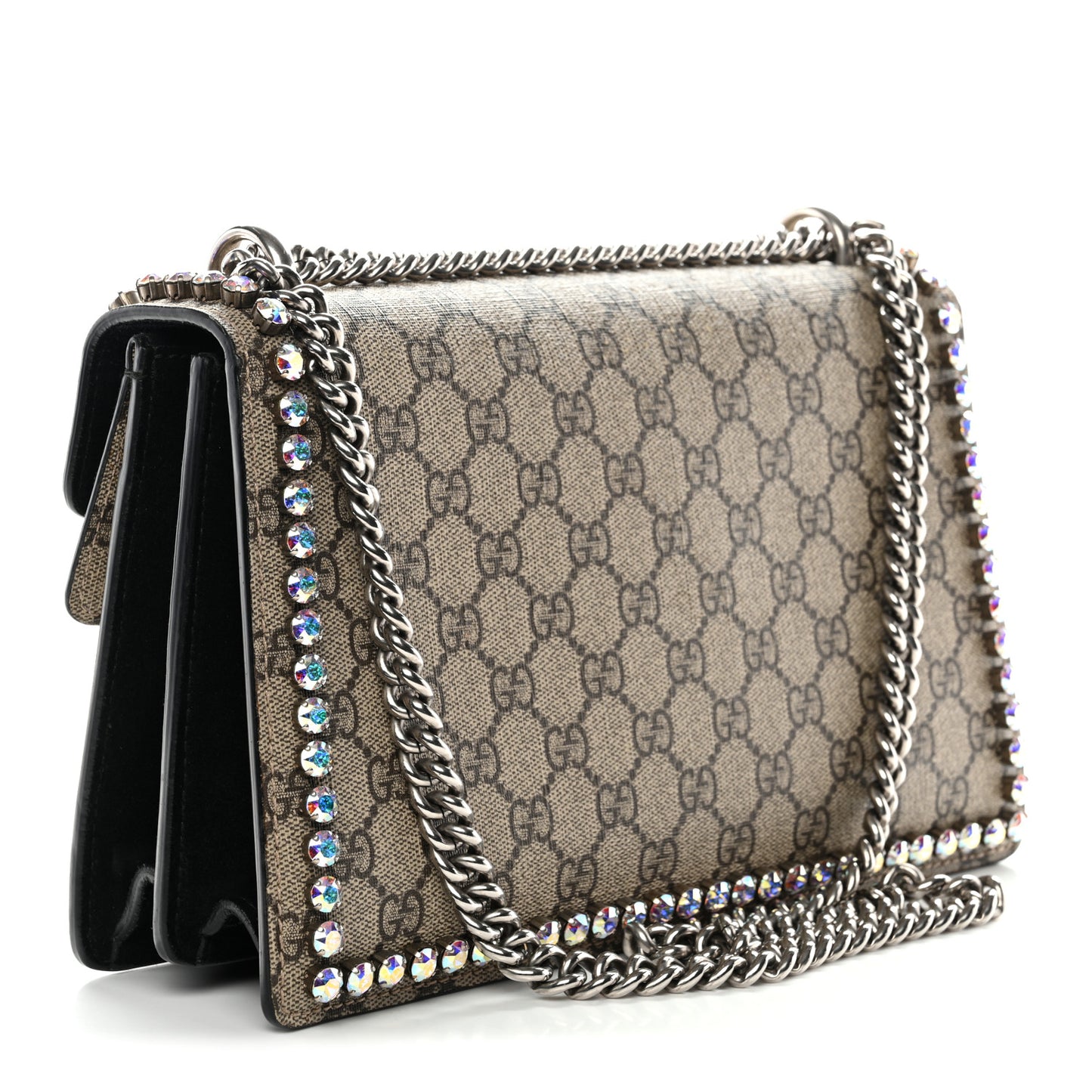 GG Supreme Monogram Crystal Small Dionysus Shoulder Bag Black