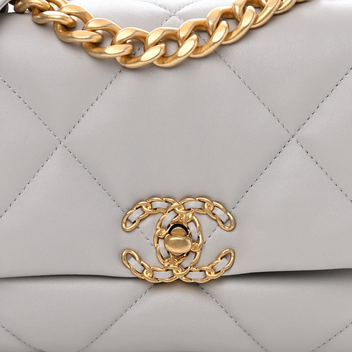 Chanel Lambskin Quilted Medium Chanel 19 Flap Grey 8 of 10