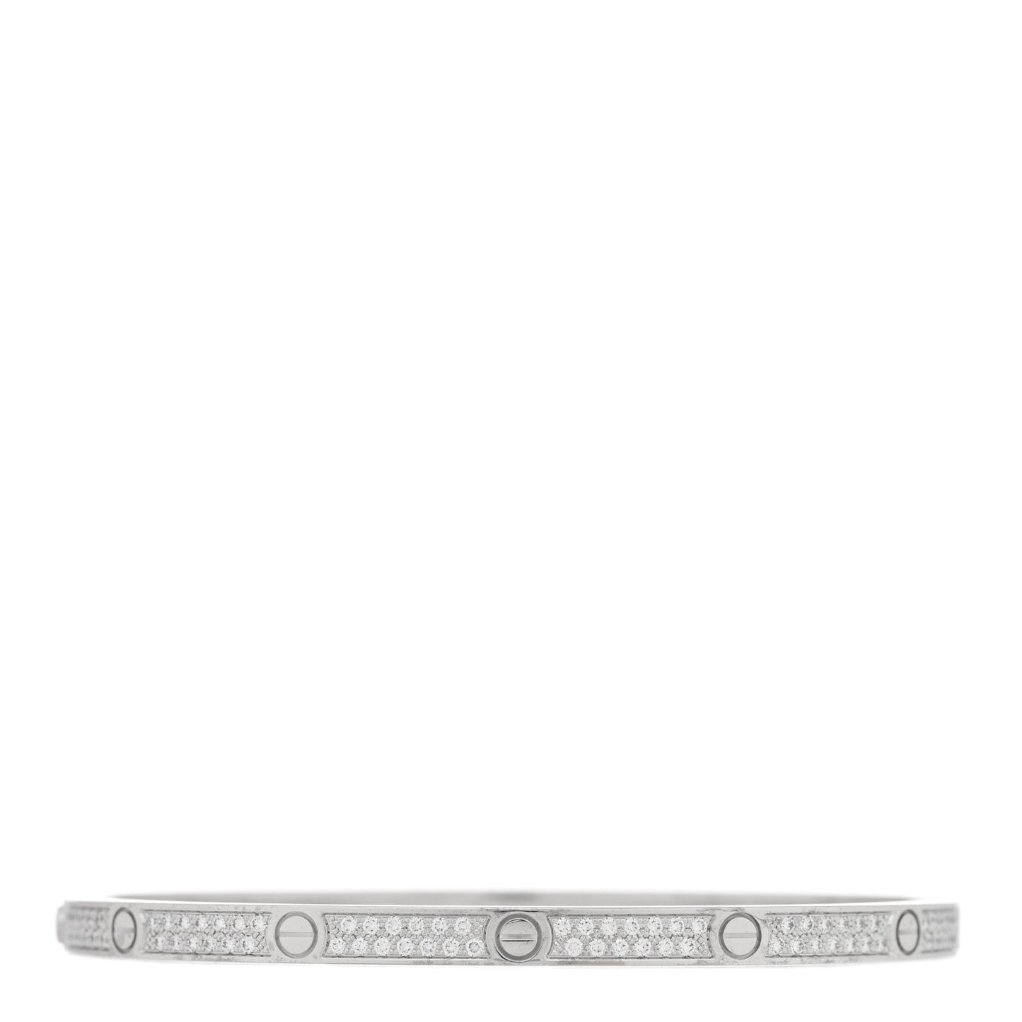 18K White Gold Diamond Small LOVE Paved Bracelet 16