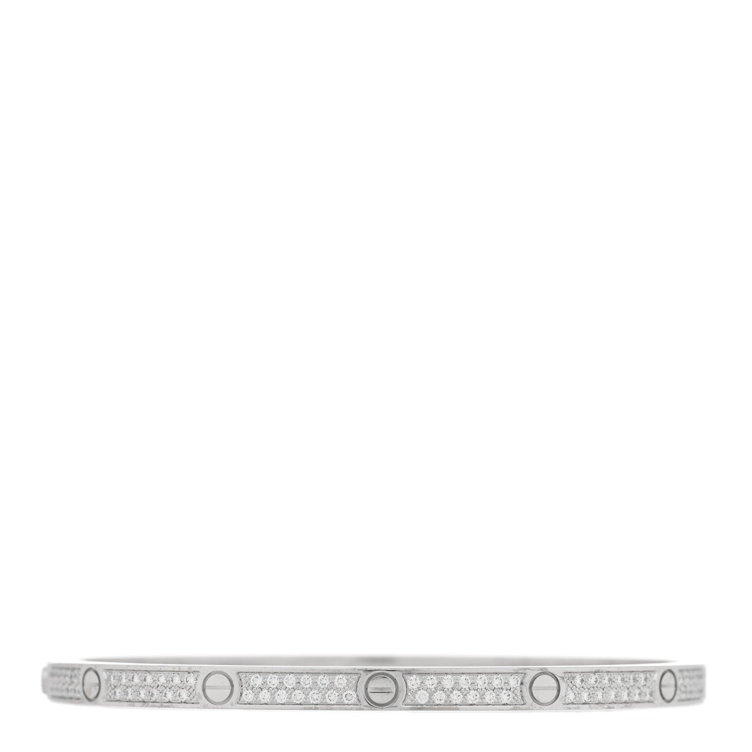 Cartier 18K White Gold Diamond Small LOVE Paved Bracelet 16 2 of 7
