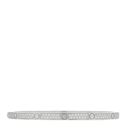 Cartier 18K White Gold Diamond Small LOVE Paved Bracelet 16 2 of 7