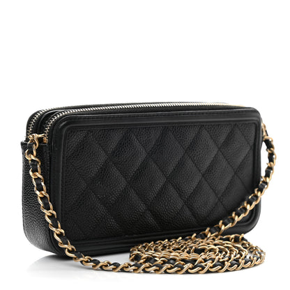 Chanel Caviar Quilted CC Filigree Clutch With Chain Black 3 of 13