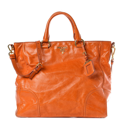 Prada Vitello Shine Top Handle Tote Papaya 1 of 16