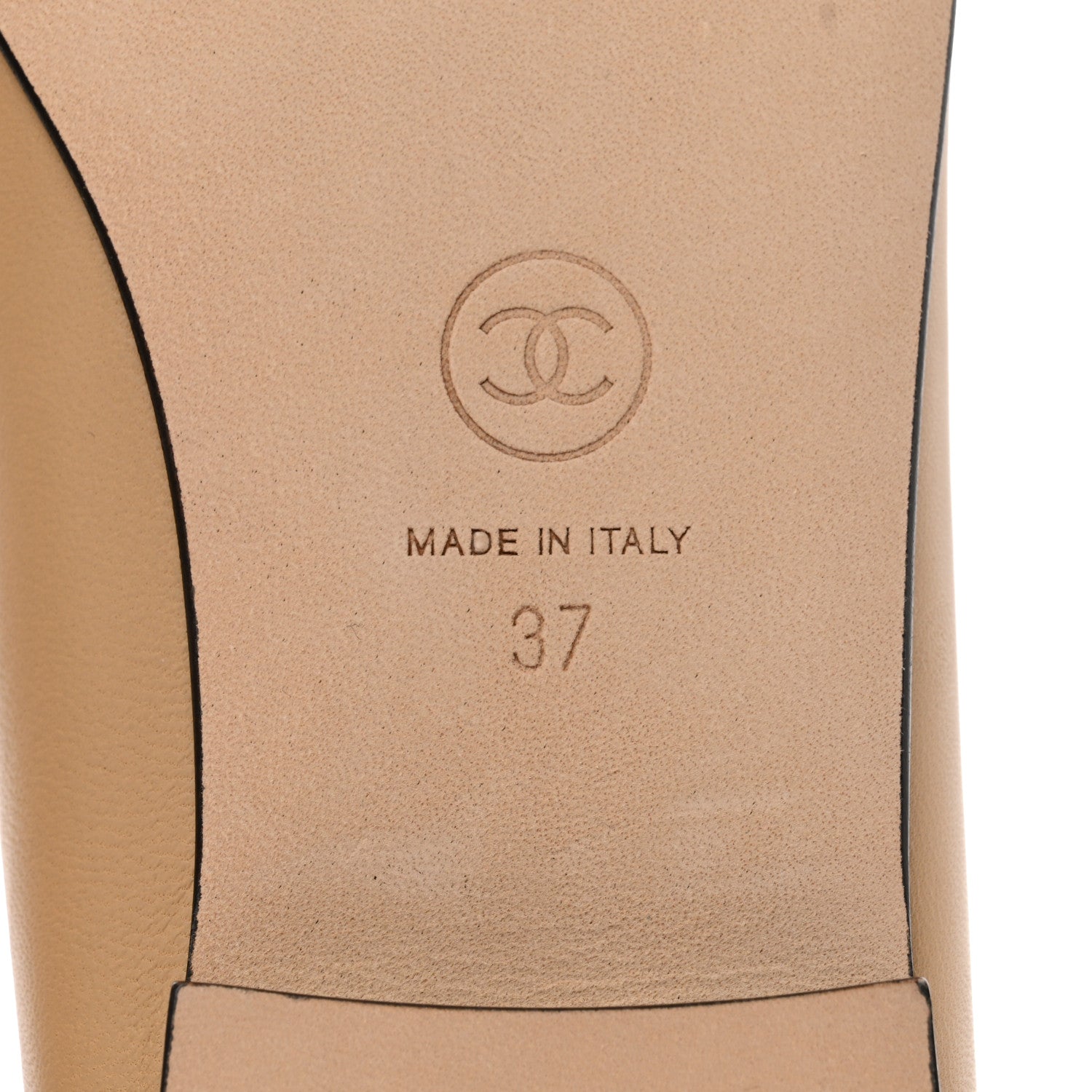 Chanel Lambskin Cap Toe CC Ballerina Flats 37 Beige Black 8 of 10