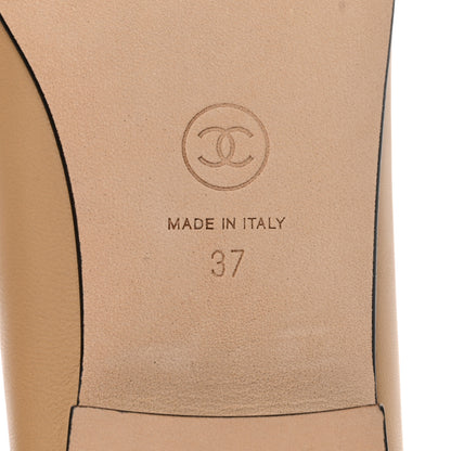 Chanel Lambskin Cap Toe CC Ballerina Flats 37 Beige Black 8 of 10