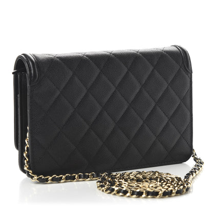 Chanel Caviar Quilted CC Filigree Wallet On Chain WOC Black 3 of 12