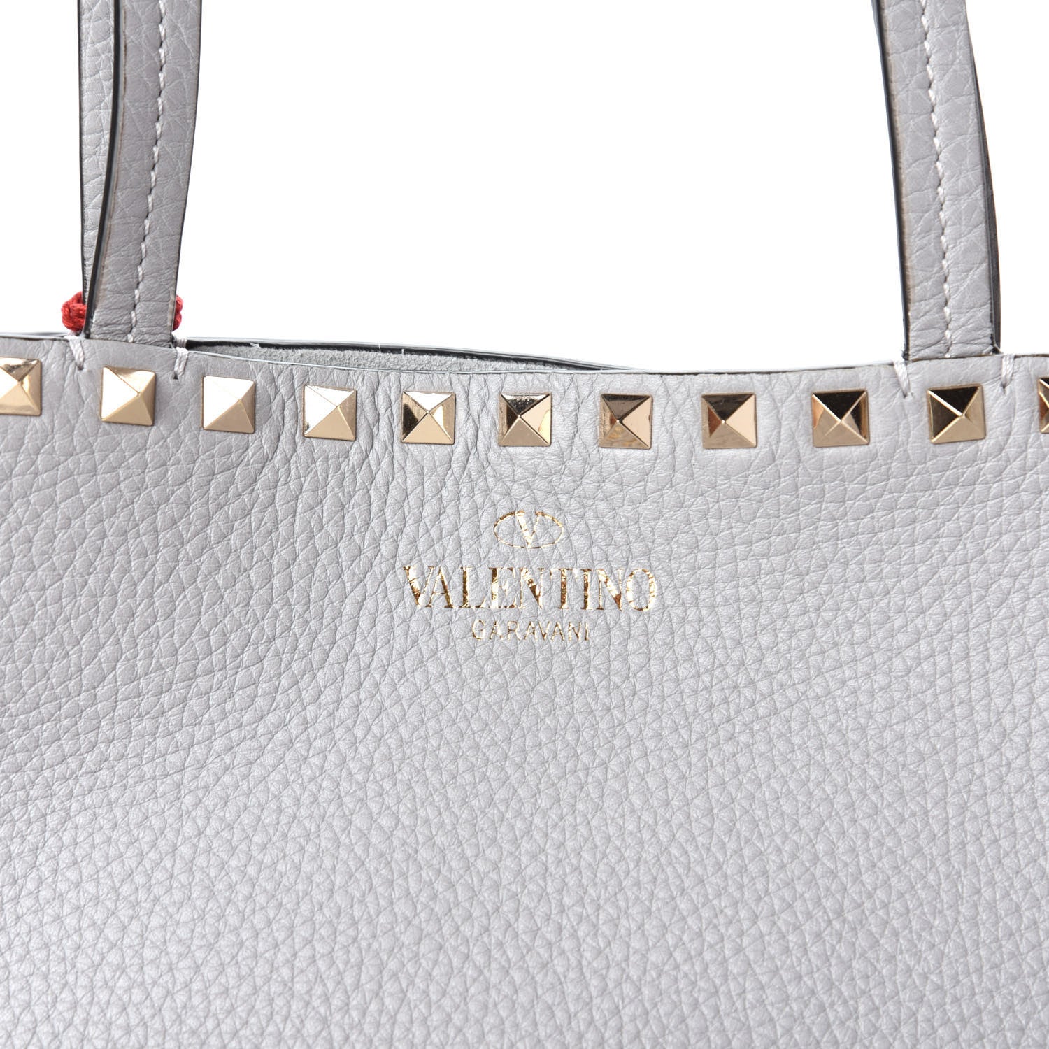 Valentino Garavani Grained Calfskin Rockstud Shoulder Tote Pastel Grey 9 of 9