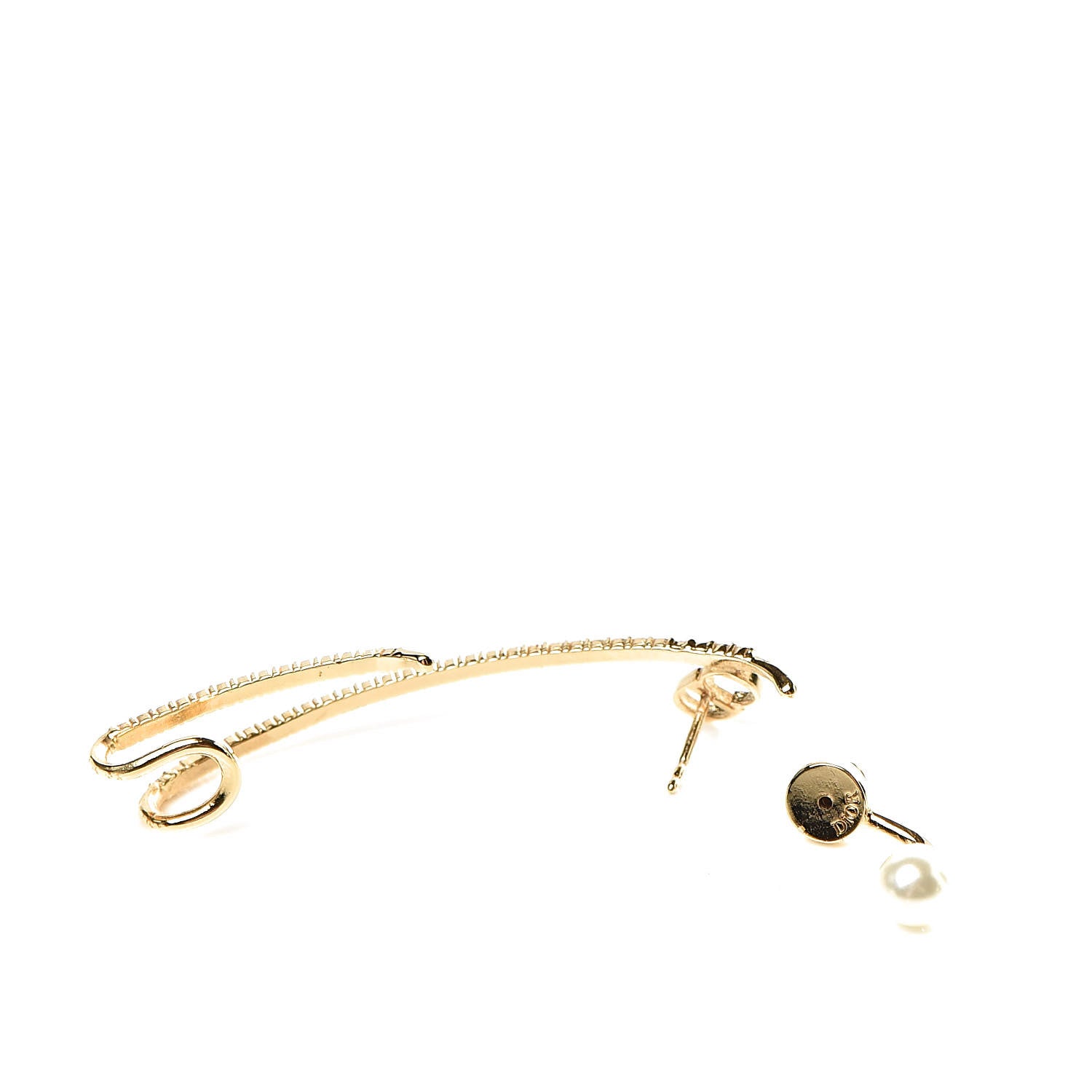Christian Dior Pearl Crystal Clair D Lune Earring Gold 3 of 5