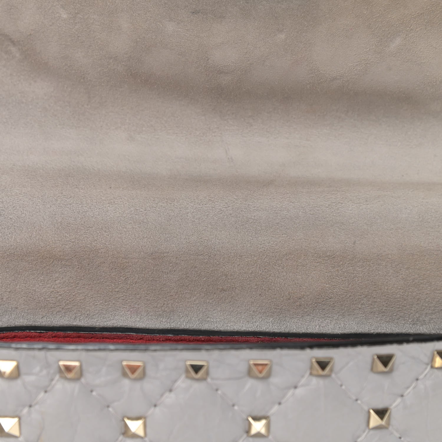 Valentino Garavani Craquele Nappa Medium Rockstud Spike Shoulder Bag Pastel Grey 9 of 11