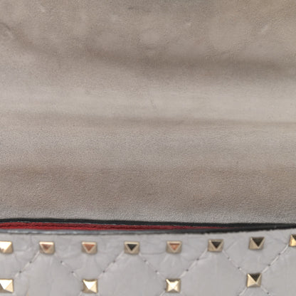 Valentino Garavani Craquele Nappa Medium Rockstud Spike Shoulder Bag Pastel Grey 9 of 11