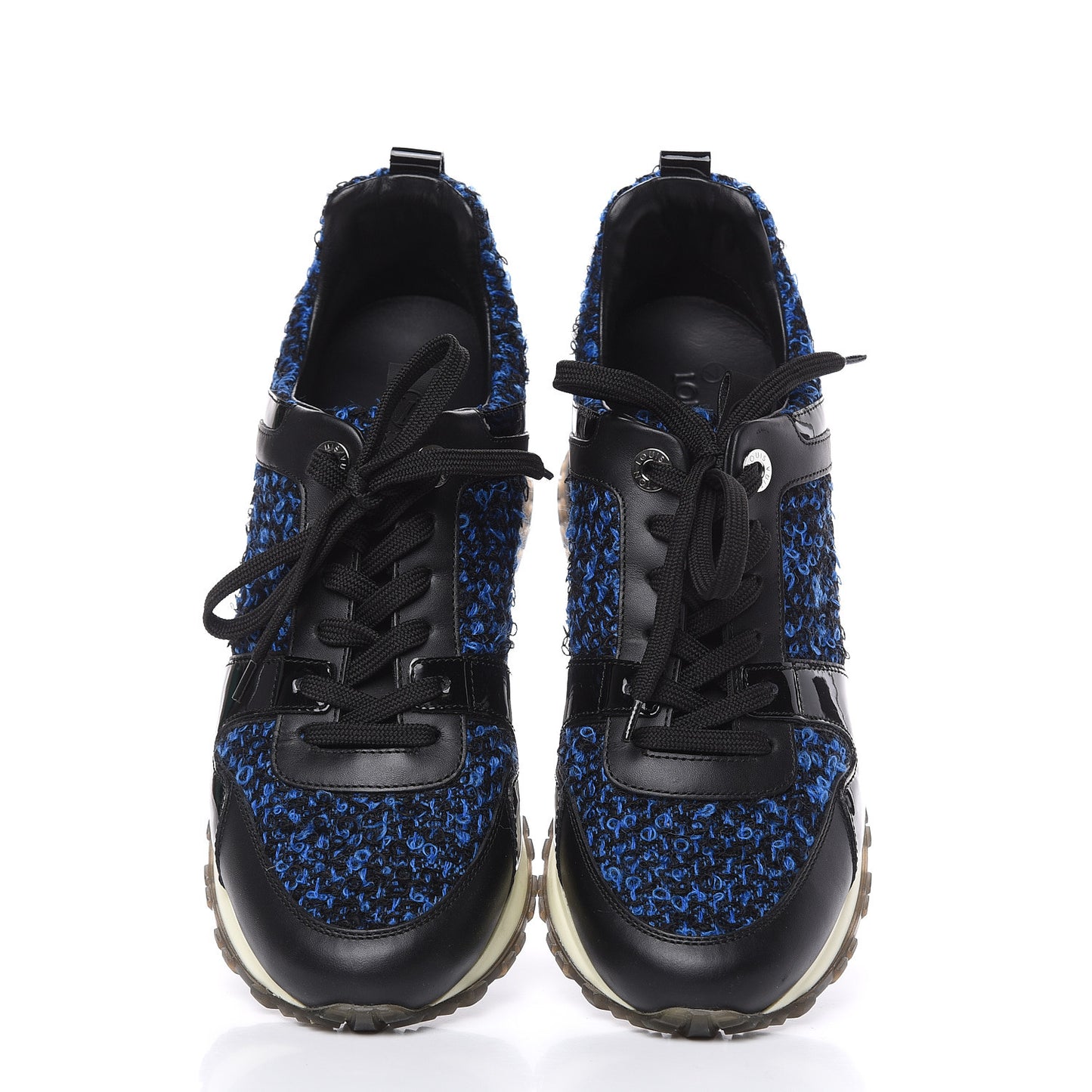 Calfskin Tweed Run Away Sneakers 37.5 Blue