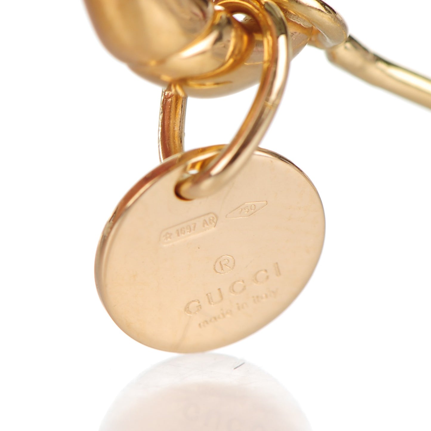 18K Yellow Gold Bamboo Link Charm Hoop Earrings