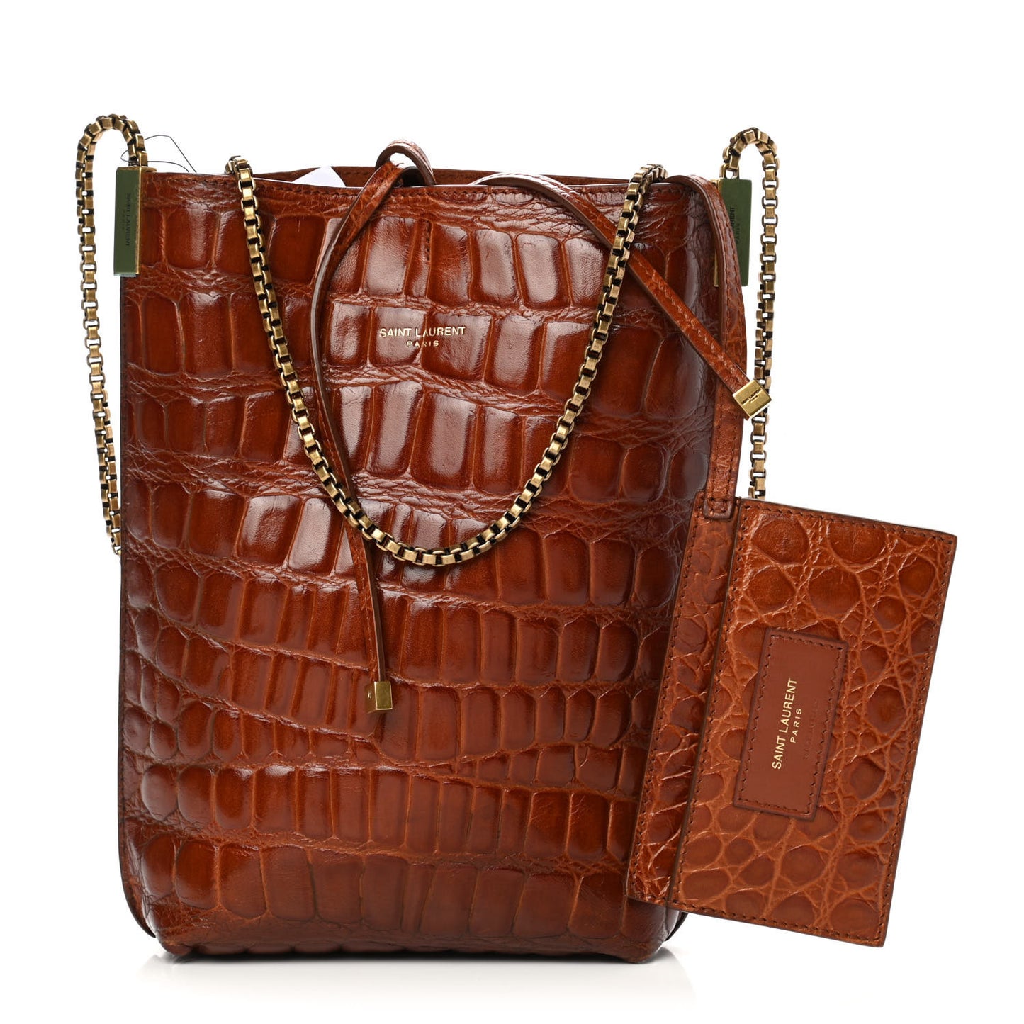 Crocodile Embossed Mini Suzanne Hobo Vintage Brown