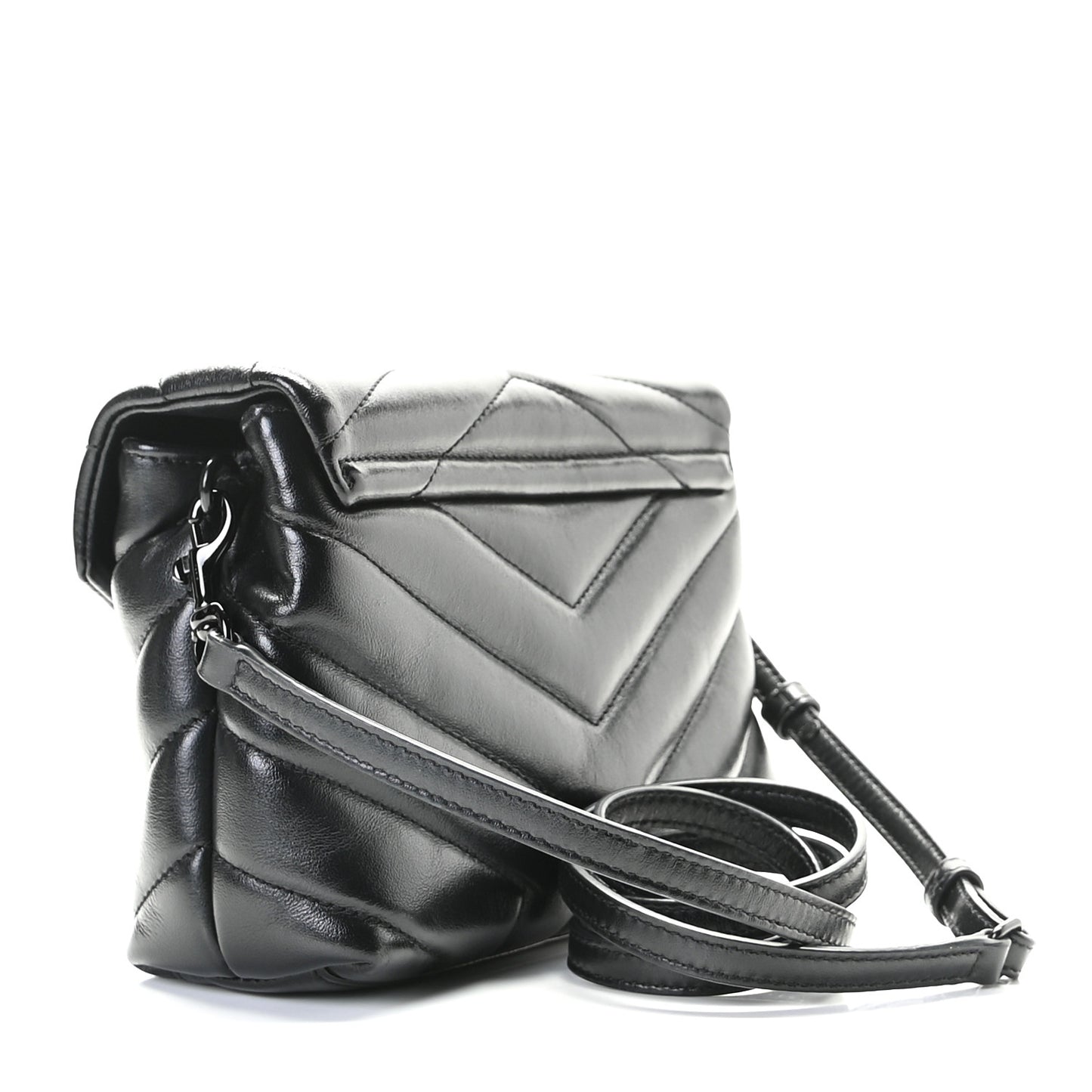 Calfskin Y Quilted Monogram Toy Loulou Crossbody Bag Black