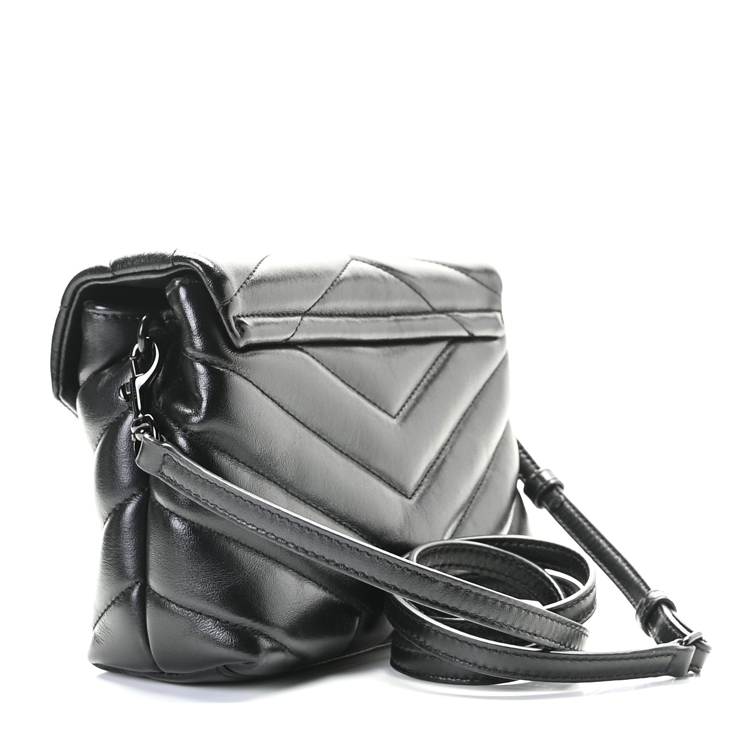 Saint Laurent Calfskin Y Quilted Monogram Toy Loulou Crossbody Bag Black 3 of 10