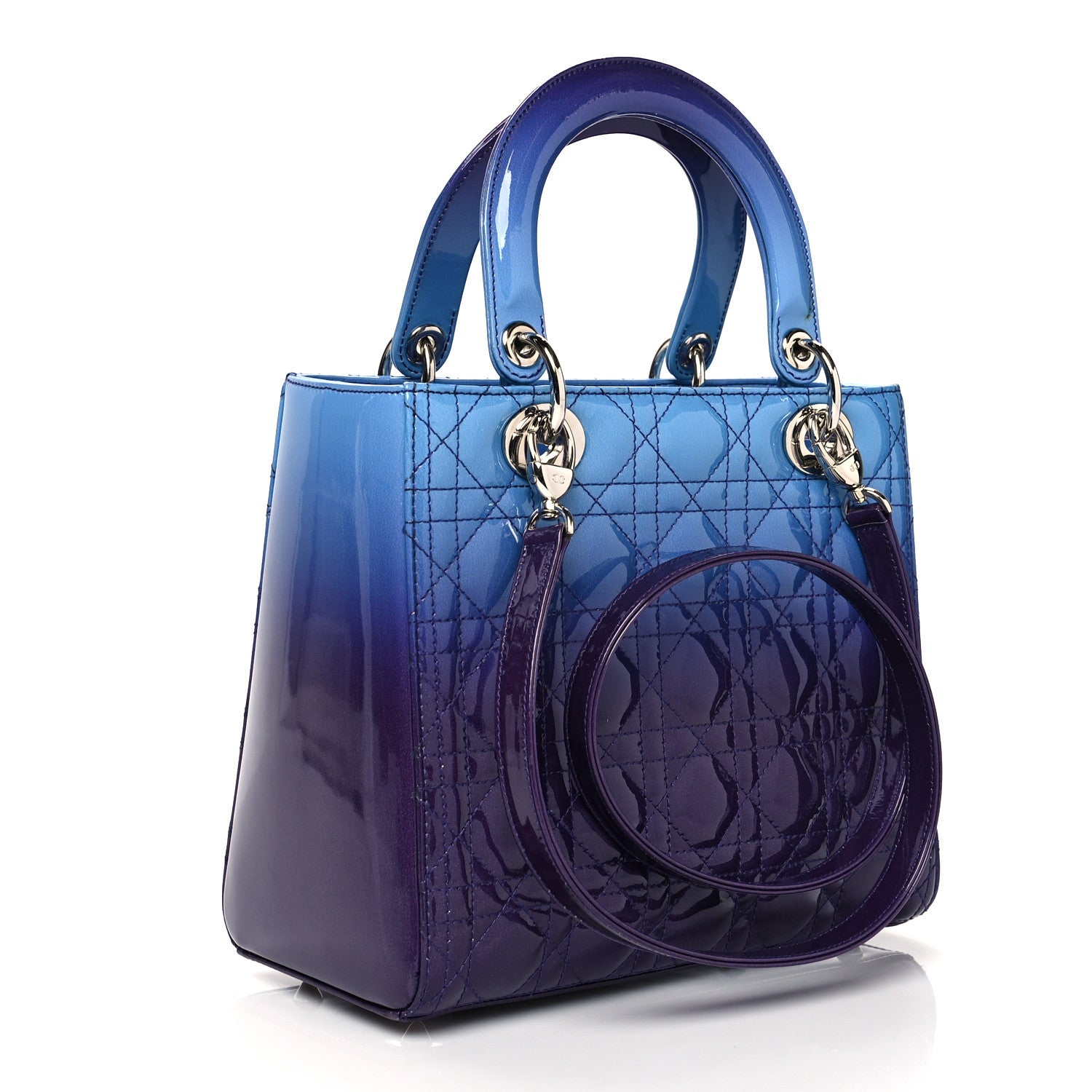 Christian Dior Patent Cannage Gradient Medium Lady Dior Purple Blue 3 of 12