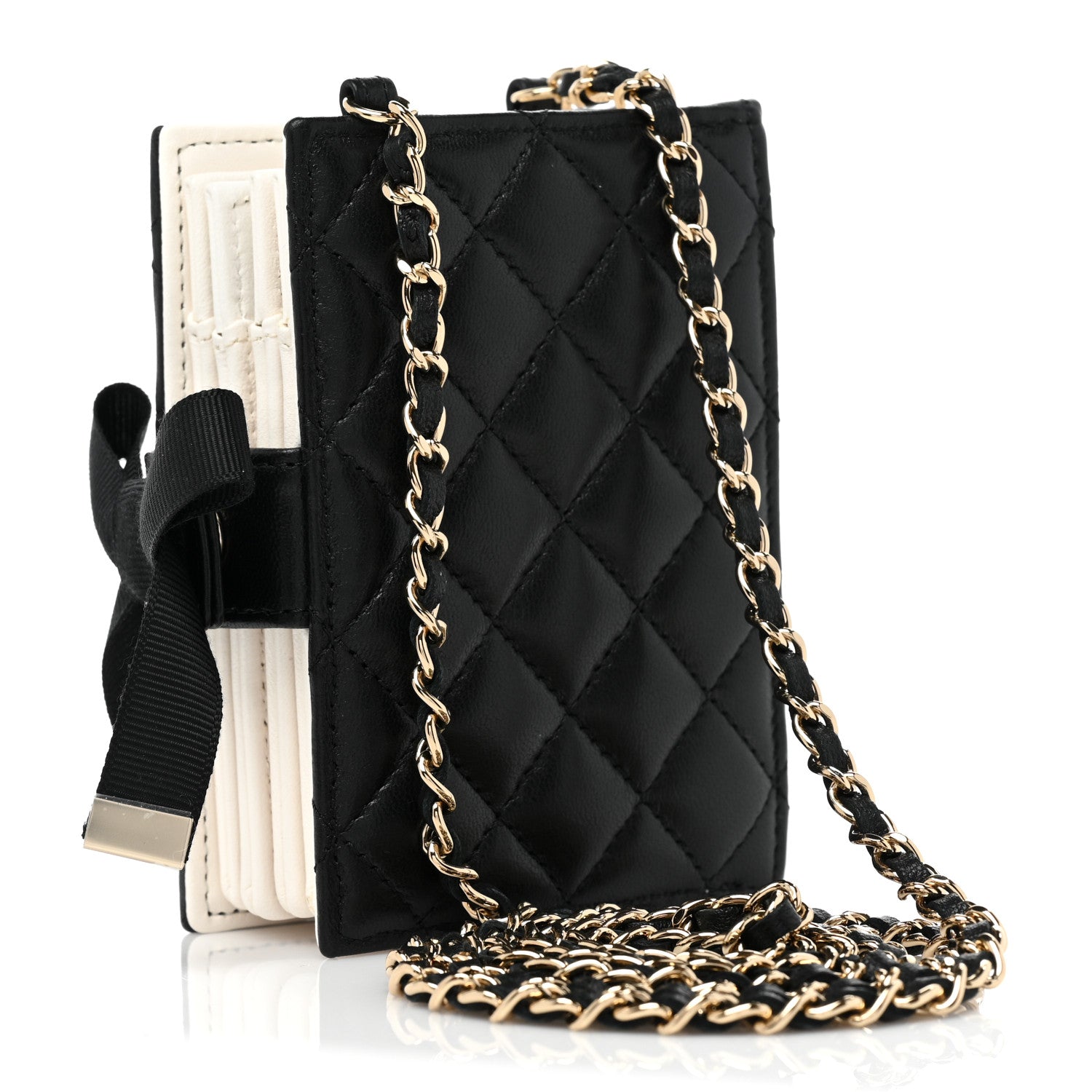 Chanel Lambskin Quilted Book Card Holder on Chain Black 3 of 10