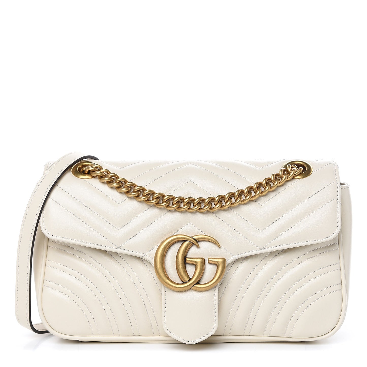 Calfskin Matelasse Small GG Marmont Shoulder Bag White