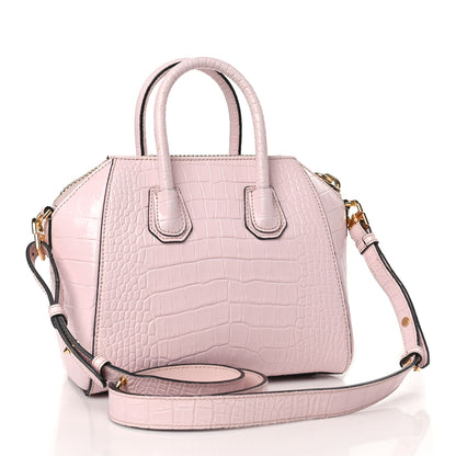 Givenchy Calfskin Crocodile Embossed Mini Antigona Pink 3 of 12