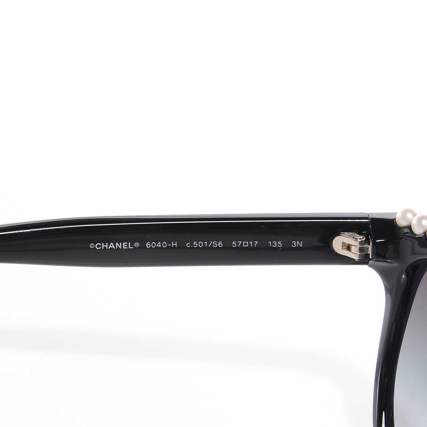 Chanel Freshwater Pearl Butterfly Sunglasses 6040 H Black 4 of 5