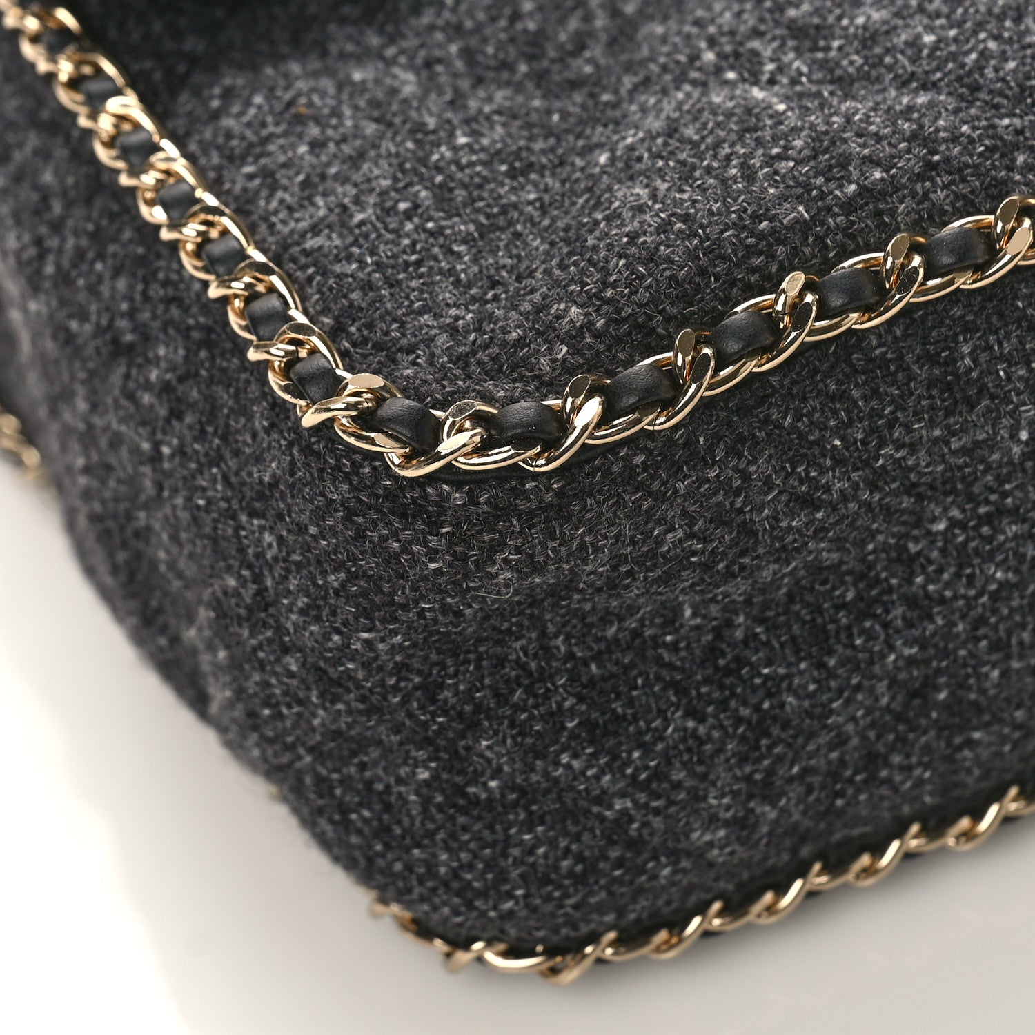 Chanel Wool Tweed Quilted Coco Neige Chain Around Flap Black 8 of 9