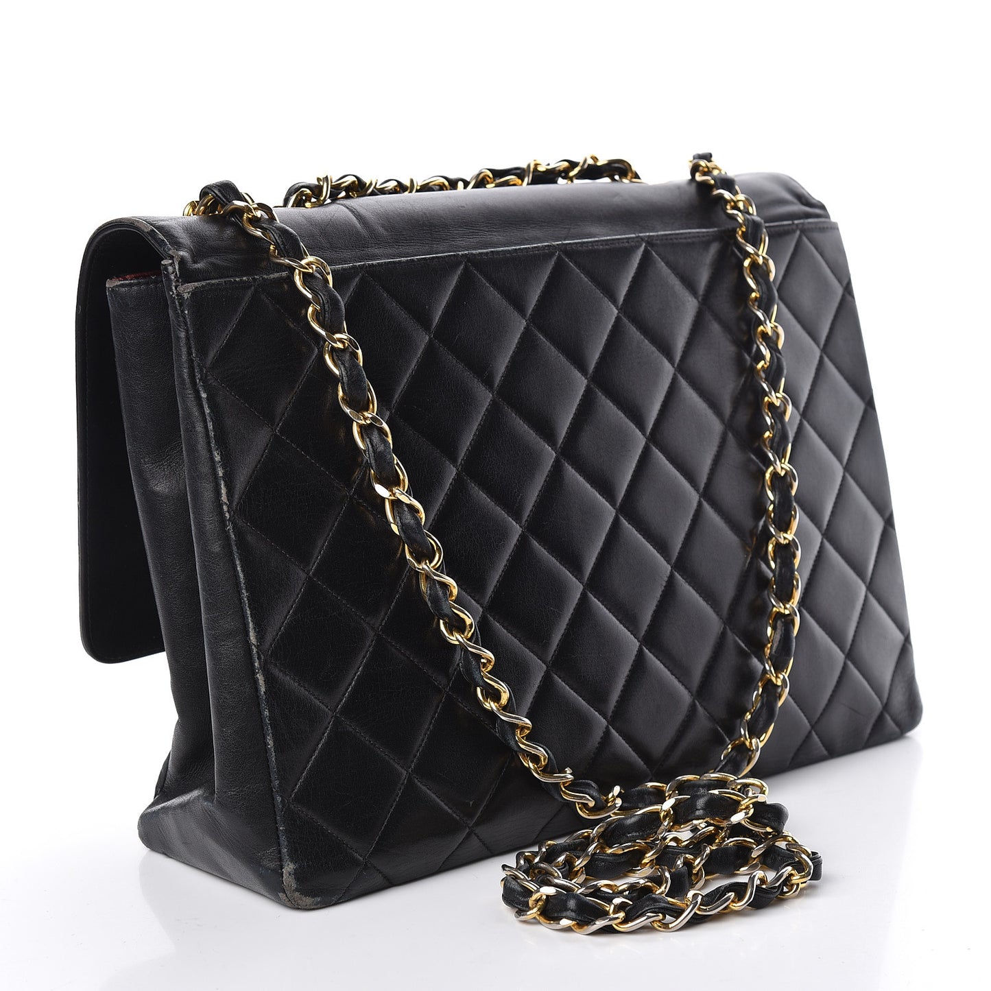 Lambskin Quilted XL Jumbo Single Flap Black