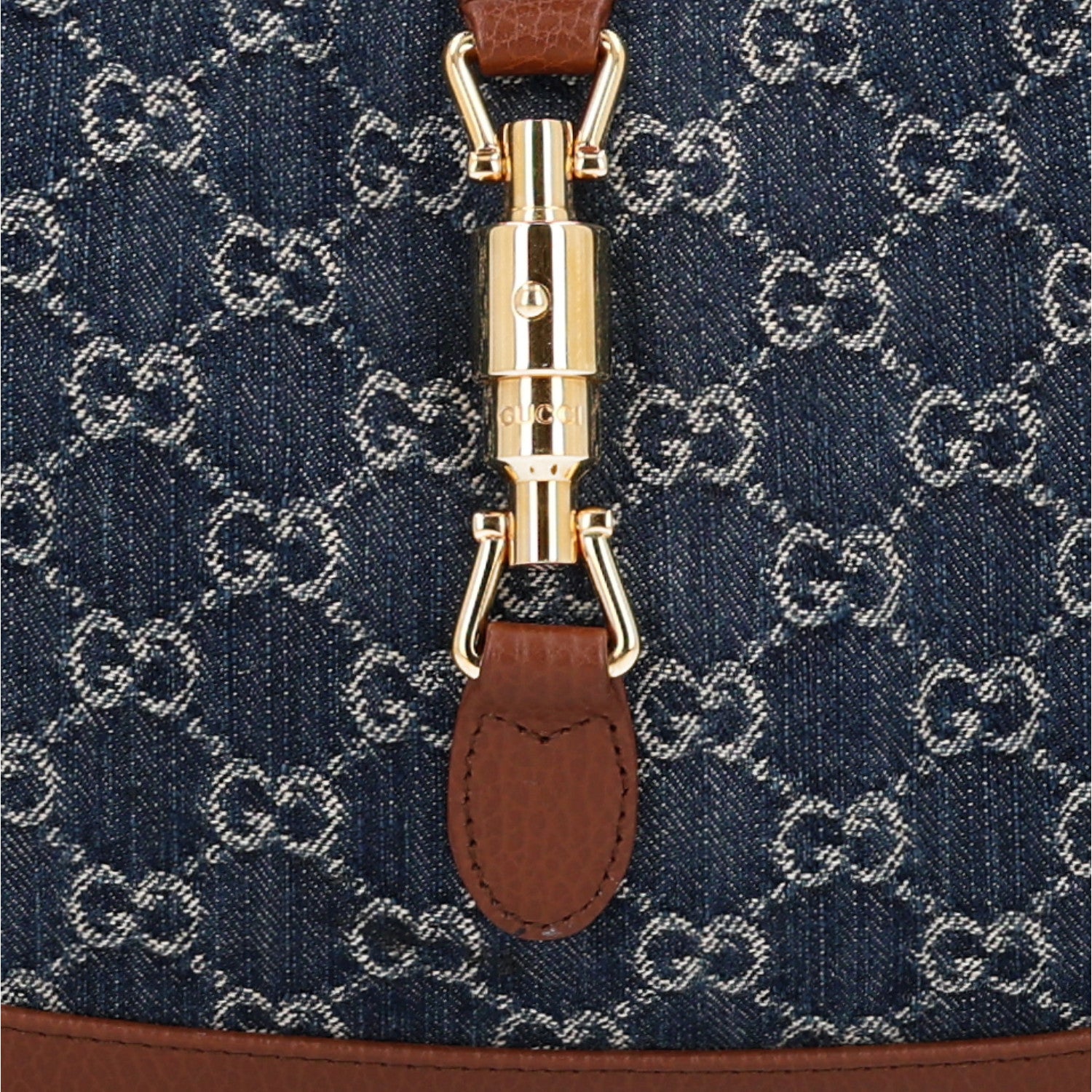 Gucci New Denim GG Monogram Calfskin Small Jackie 1961 Hobo Blue Tea Cuir 8 of 10