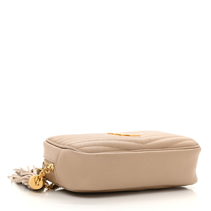 Saint Laurent Grain De Poudre Matelasse Monogram Mini Lou Camera Bag Dark Beige 4 of 10