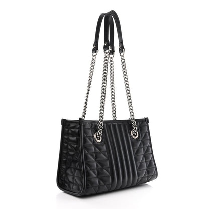 Gucci Calfskin Matelasse Aria Small GG Marmont Shoulder Tote Black 3 of 11