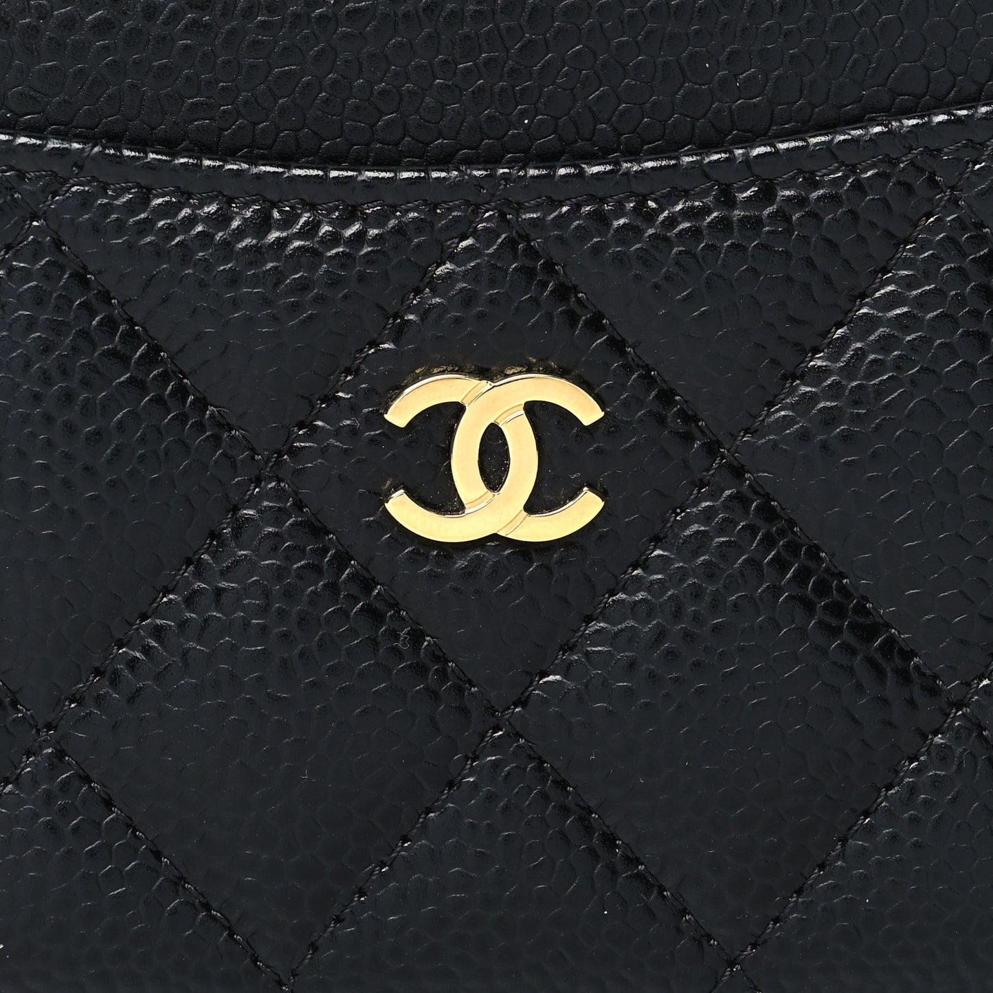 Caviar Quilted Card Holder Black