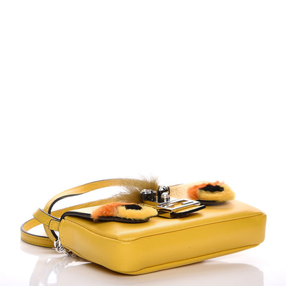 Fendi Nappa Rabbit Fox Fur Micro Buggie Baguette Sunflower 4 of 8
