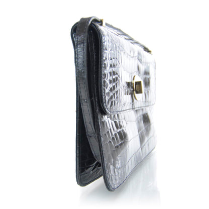 Bottega Veneta Crocodile Shoulder Bag Black 5 of 12