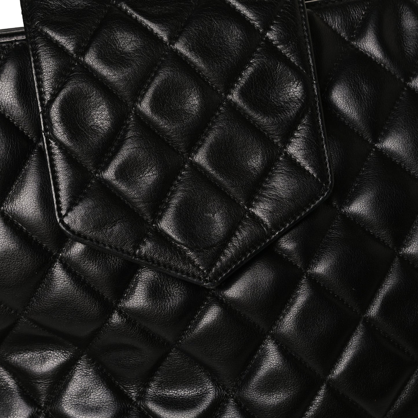 Lambskin Quilted Shopping Tote Black