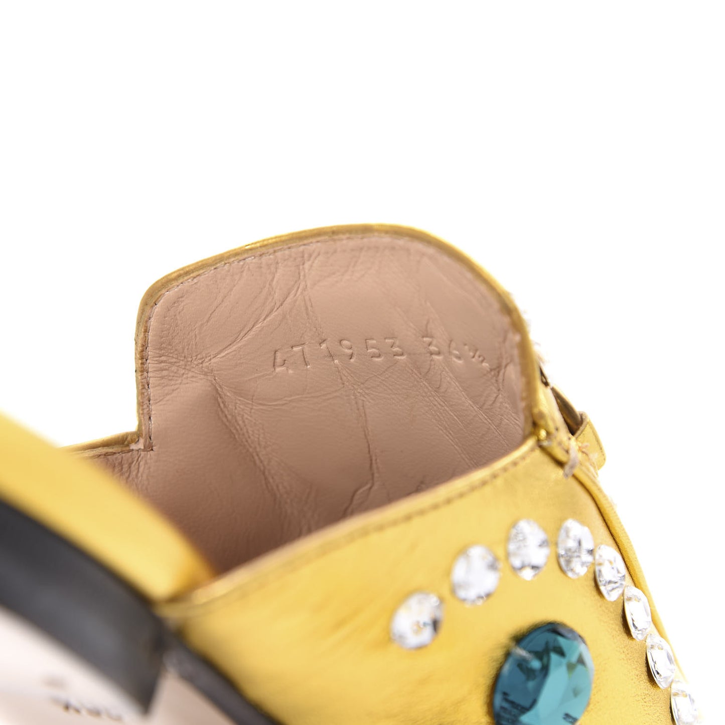 Metallic Nappa Crystal Womens Princetown Slippers 36.5 Gold