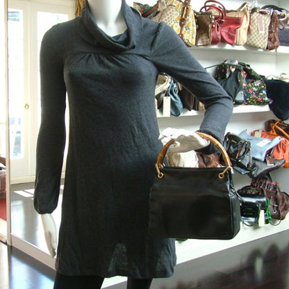 Gucci Leather Bamboo Handle Small Tote Black 2 of 11