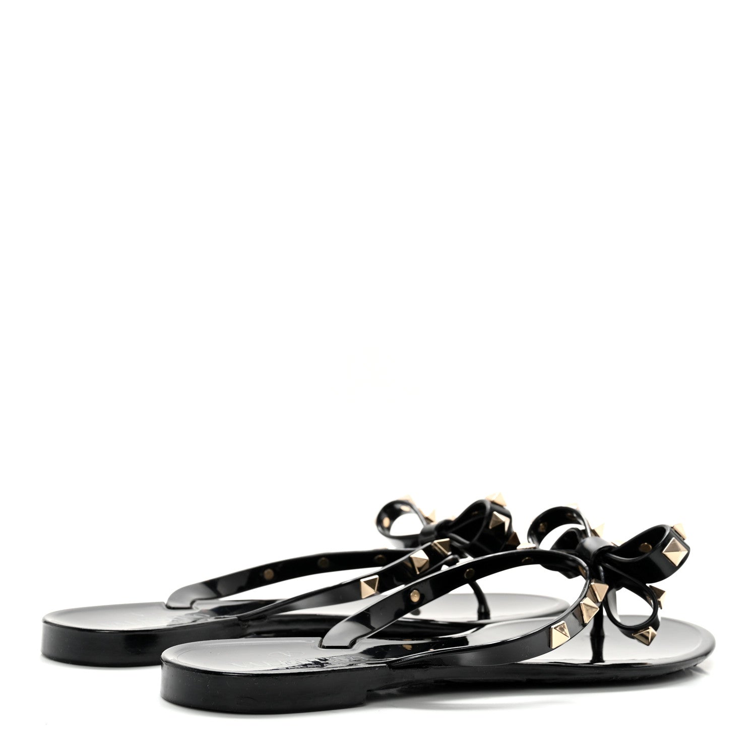 Valentino Garavani PVC Jelly Rockstud Bow Thong Sandals 38 Black 4 of 9