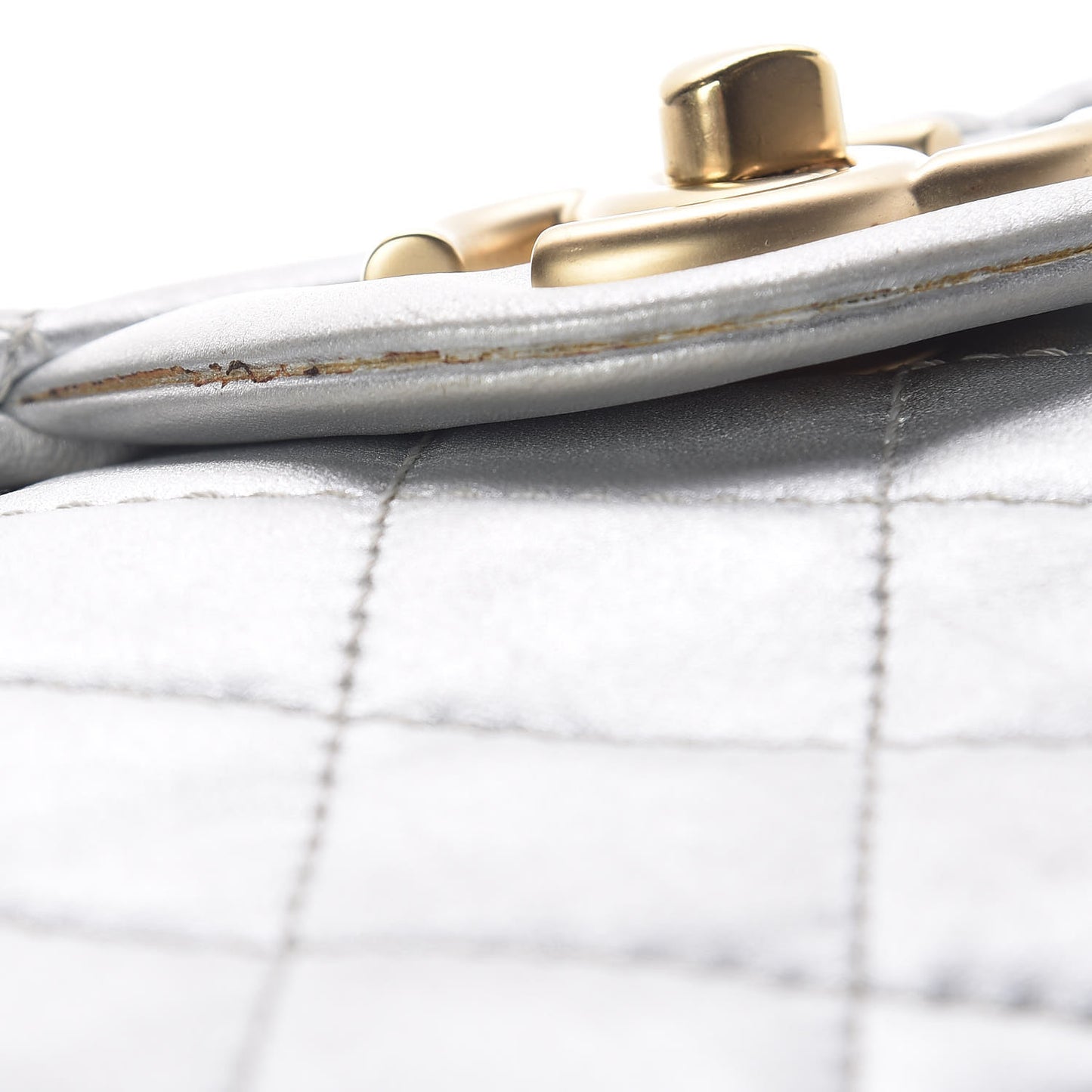 Metallic Lambskin Quilted Maxi Single Flap Silver