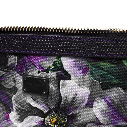 Dolce & Gabbana Canvas Vitello Iguana Embossed Anemone Print Pouch Purple 7 of 9