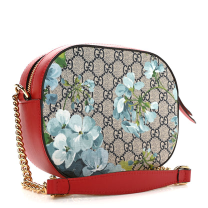 Gucci GG Supreme Monogram Blooms Mini Chain Shoulder Bag Beige Blue Navy Hibiscus Red 3 of 9