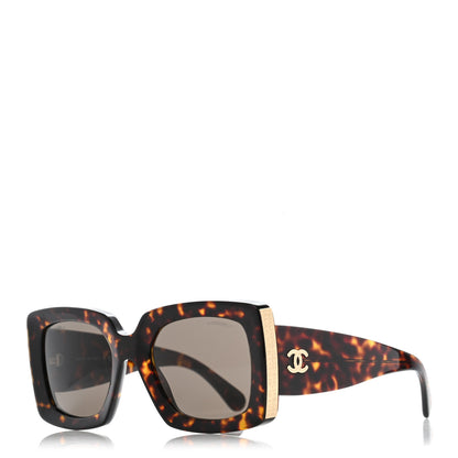 Chanel Acetate Rectangle Sunglasses 5435 Tortoise 1 of 7