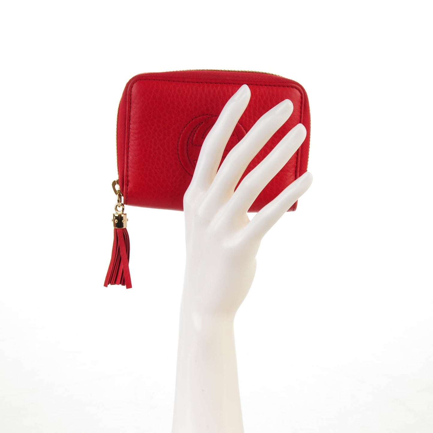 Pebbled Calfskin Soho Compact Disco Zip Around Wallet Tabasco Red