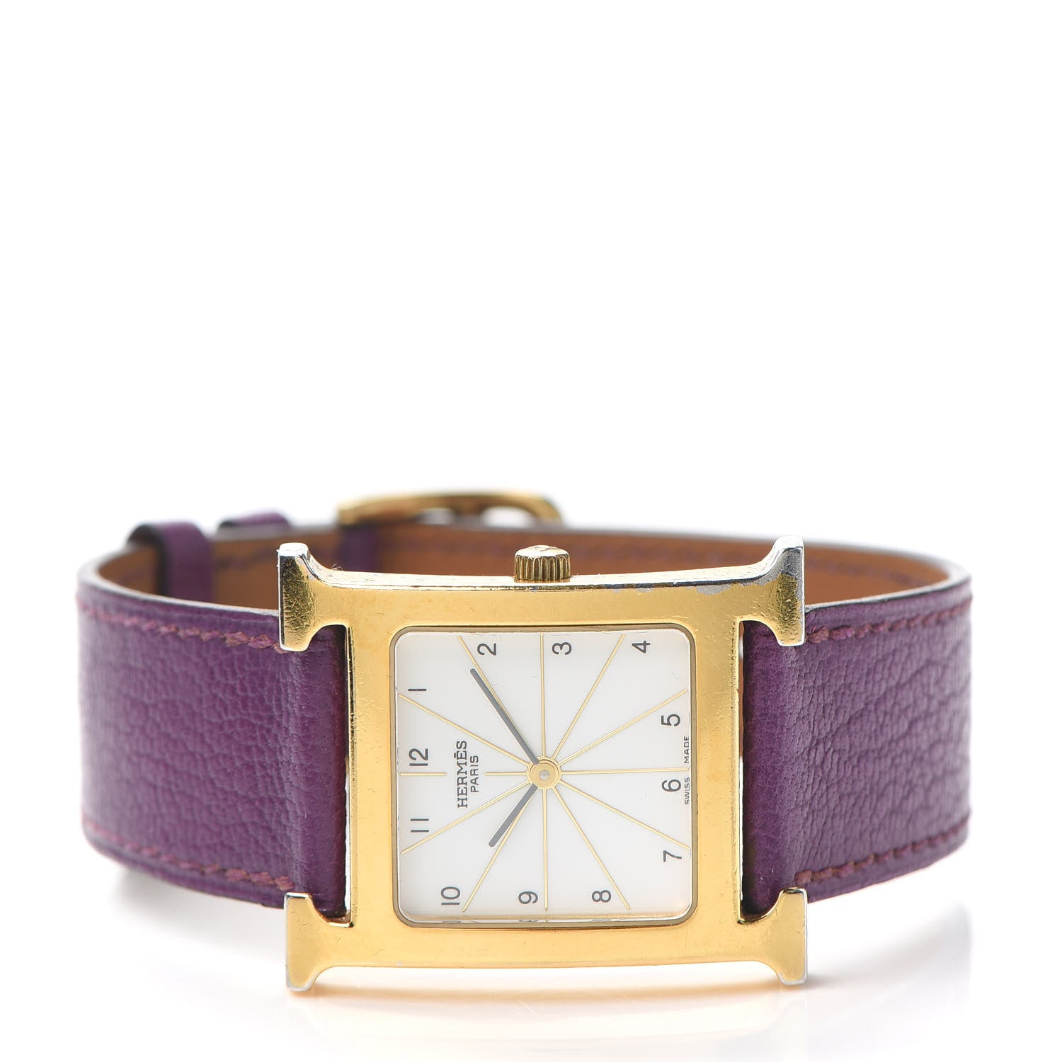 Hermes Stainless Steel Chevre Mysore 26mm Heure H Hour Quartz Watch Cyclamen 2 of 5