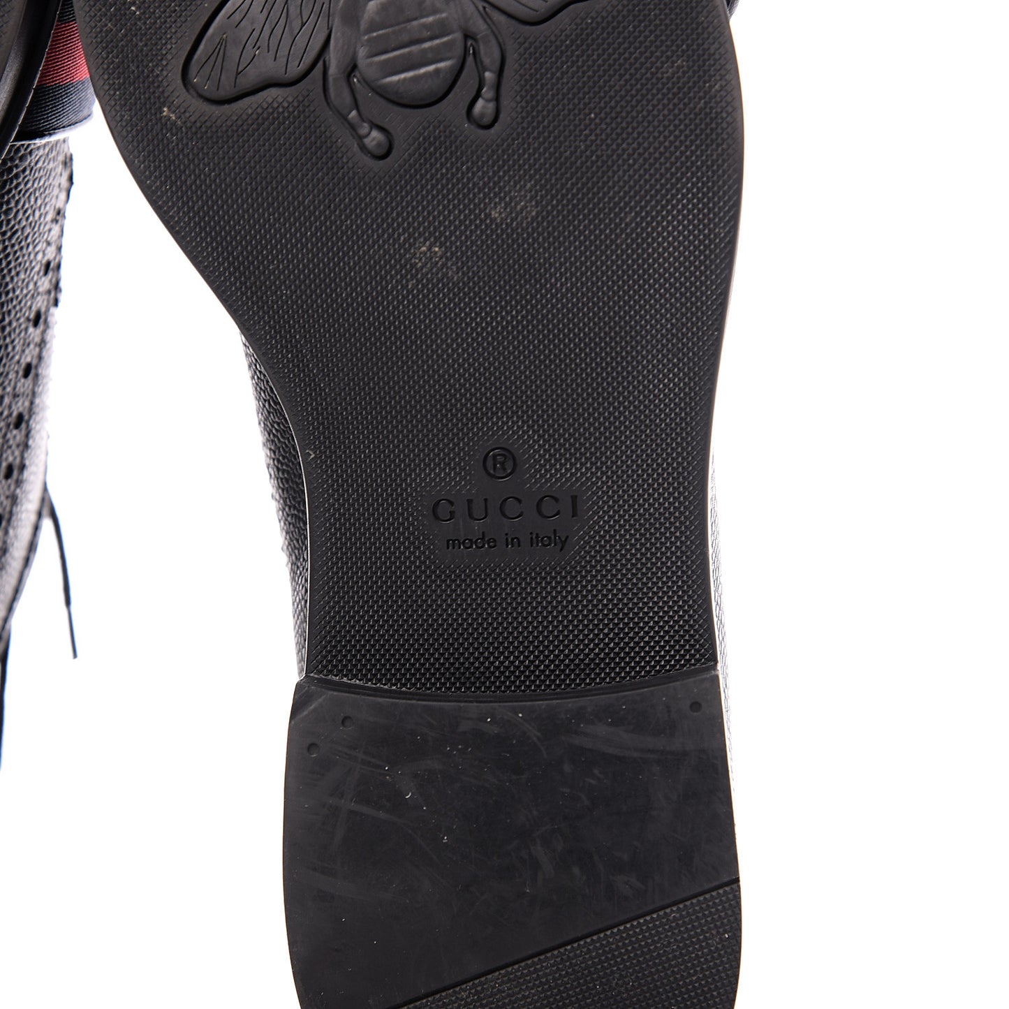 Pebbled Calfskin Dionysus Web Mens Martins Shoes 8 Black