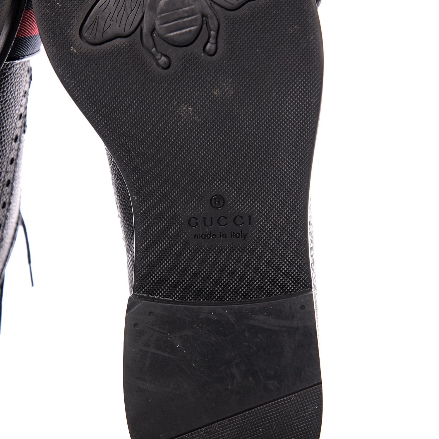 Gucci Pebbled Calfskin Dionysus Web Mens Martins Shoes 8 Black 6 of 12